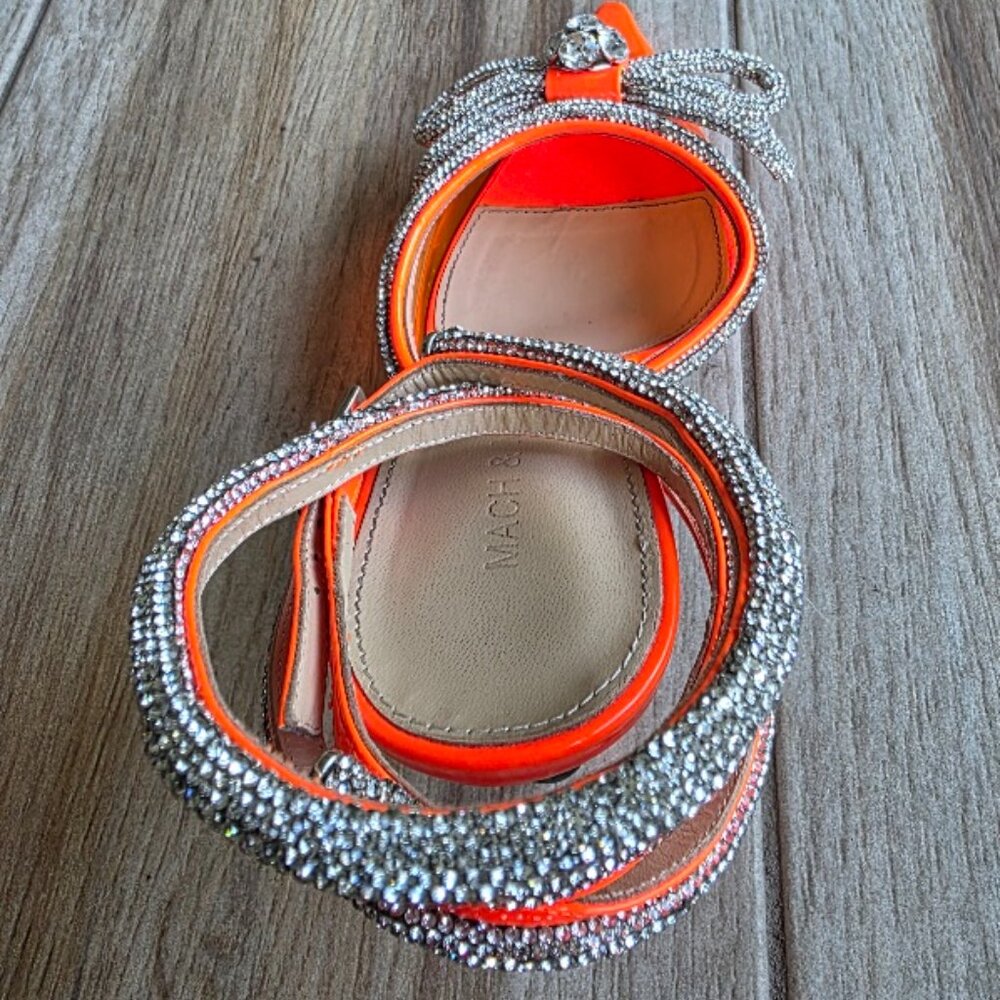 MACH & MACH PVC & ORANGE PATENT LEATHER EMBELLISHED CRYSTAL DB BOW PUMPS EUR. 40 - Picture 9 of 14